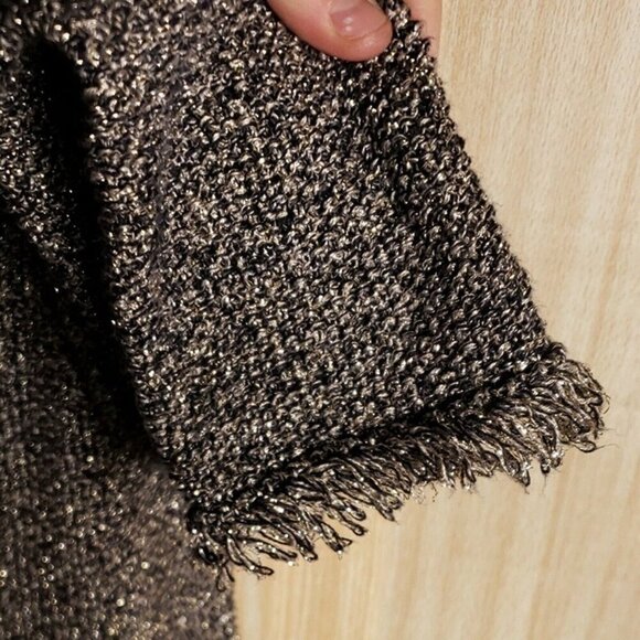 Zara Knit Womens Metallic Distressed Open Front Cardigan Sweater Medium - Picture 3 of 9